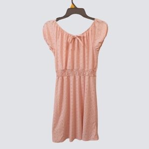 Girls Light Pink Dress with Dotted holes Pattern